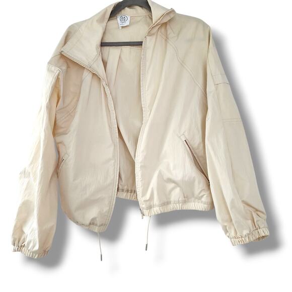 Sage Athletic Windbreaker Jacket S Oversized Collared Bomber NWT Alabaster Gleam - Picture 1 of 9